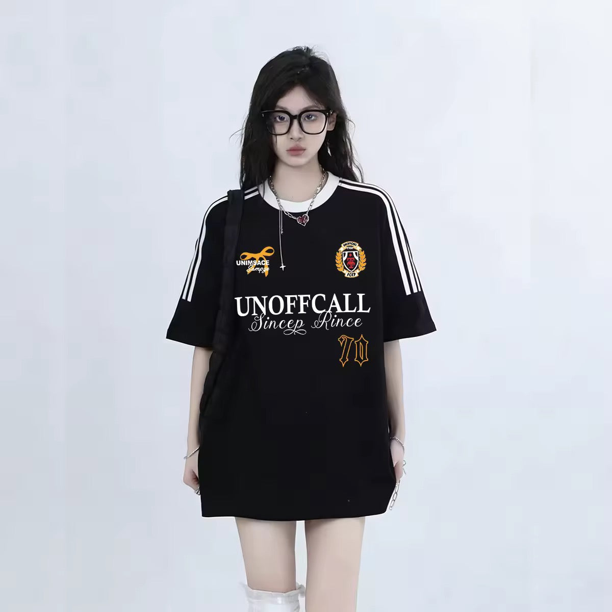 Streetwear Crest Graphic Short Sleeve Tee | Oversized Athletic Jersey Style Shirt