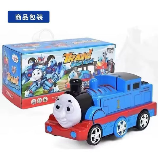 Train! Go Go 2-in-1 Transforming Robot Train Toy with Lights & Sound – Deformation Blue Engine Car
