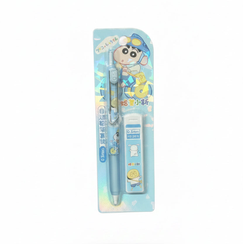 Cute Character 0.5mm Press Mechanical Pencil + HB Pencil Lead Set | Kawaii Gift & Office Stationery
