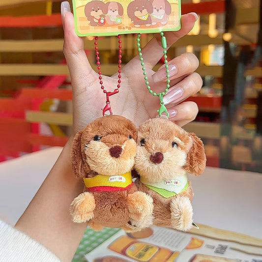 Matching Magnetic Plush Puppy Keychain Set – Cute Stuffed Animal Best Friend & Couple Bag Charm