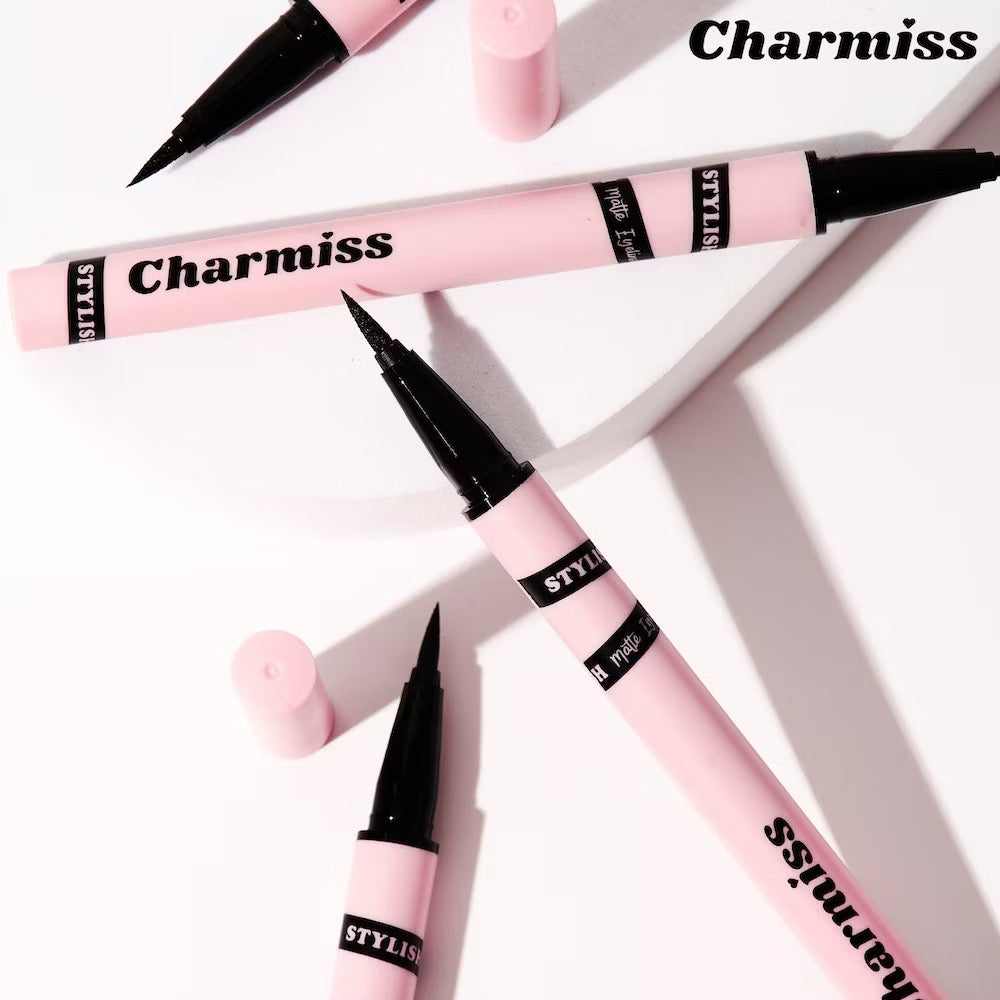Charmiss Stylish Matte Eyeliner Pen - Waterproof, Smudge-Proof, Jet Black Felt Tip Eyeliner (0.5ml)