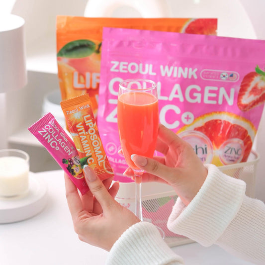 Zeoul Wink Collagen Zinc Plus & Liposomal Vitamin C Bundle – 30 Sachets Skin Glow & Immunity Drink Set