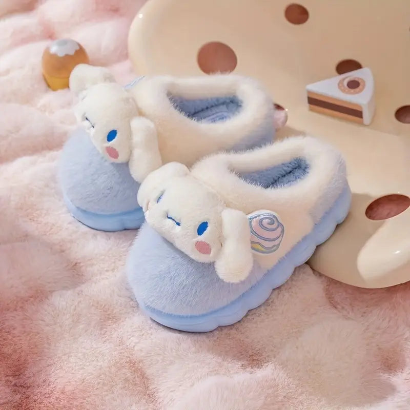 Fleece Plush Cinnamon Roll House Slippers โ Cozy Warm Indoor Mules for Women