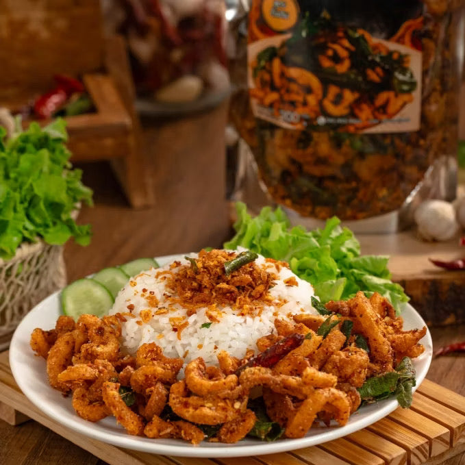 Crispy Pork Rind Chili Paste (Nam Prik Kap Moo) - Spicy Thai Snack, 500g
