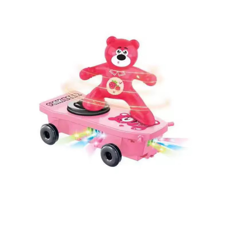 Cute Electric Skateboard Stunt Car Toy with 360° Rotation, LED Lights & Music – Automatic Stand-Up Mini Scooter Toy