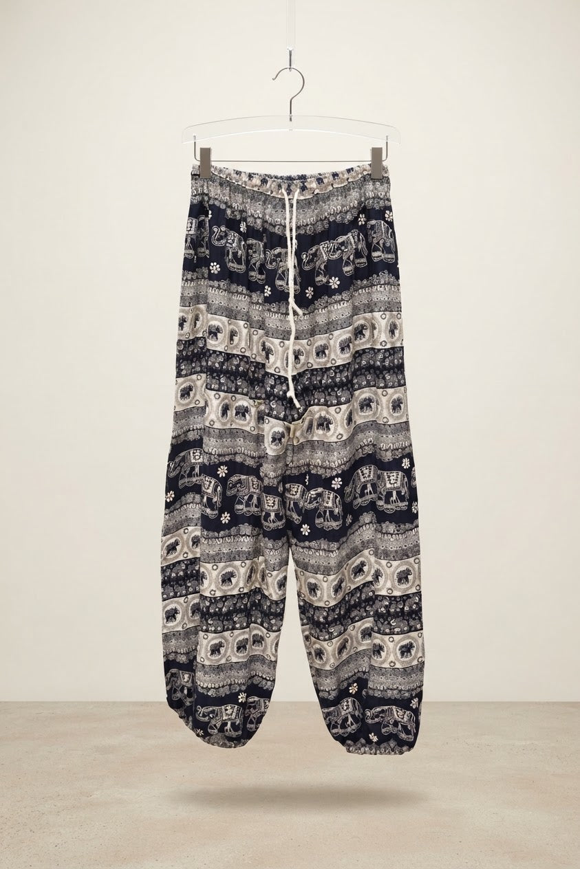Plus Size Unisex Thai Elephant Harem Pants โ Lightweight Bohemian Yoga & Lounge Pants