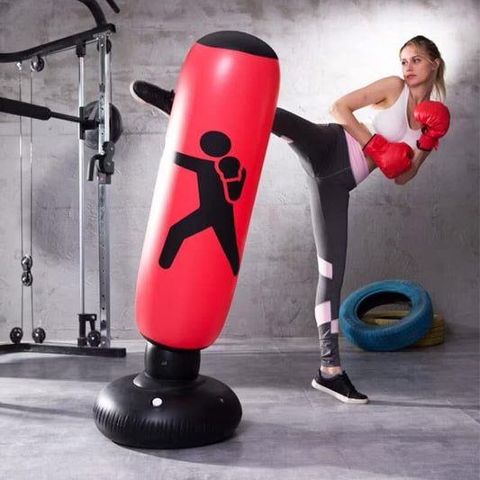 Black Flex-Impact Free Standing Bag from Kxh Official Store showing a sturdy punching bag on a free-standing base.