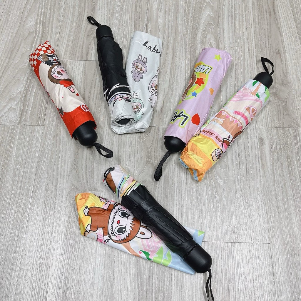 Cartoon Print Folding Umbrella - UV 50+ Compact Travel Sun & Rain Umbrella