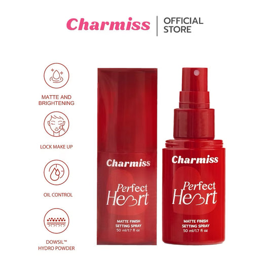 Charmiss Perfect Heart Matte Finish Setting Spray 50ml – Long-Lasting 12-Hour Makeup Fixer, Oil Control & Hydrating Hydro Powder