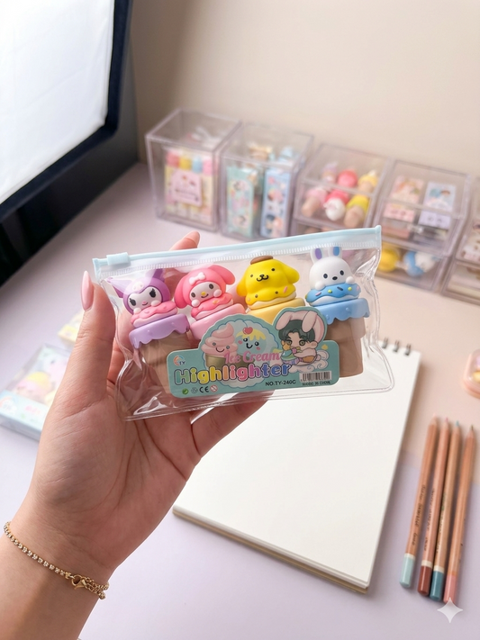 Vibrant Kxh Official Store highlighter set with multiple colorful markers for bright, eye-catching highlighting and accenting.
