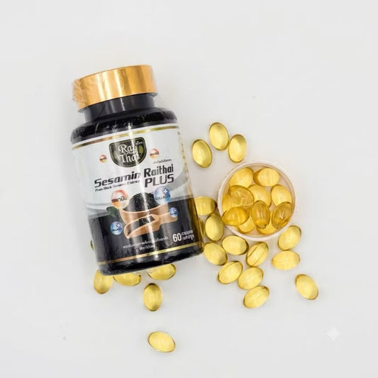 Rai Thai Sesamin Plus Black Sesame Extract with Collagen - 60 Capsules | Anti-Aging & Joint Support Dietary Supplement