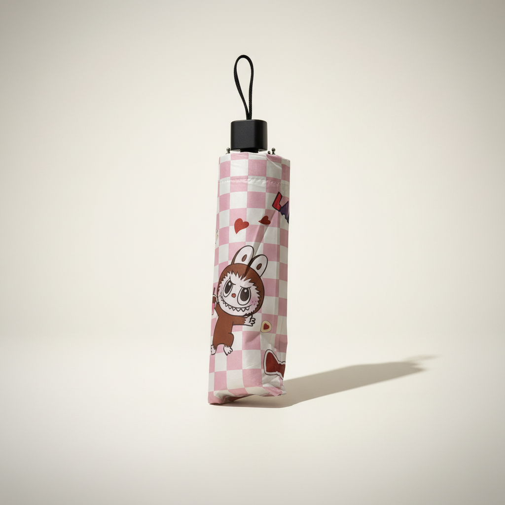 Cartoon Print Folding Umbrella - UV 50+ Compact Travel Sun & Rain Umbrella