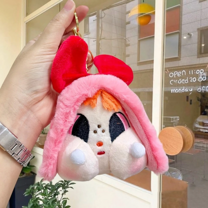 Crybaby Plushie Keychains - Cute Fluffy Cartoon Stuffed Doll Bag Charms & Key Rings