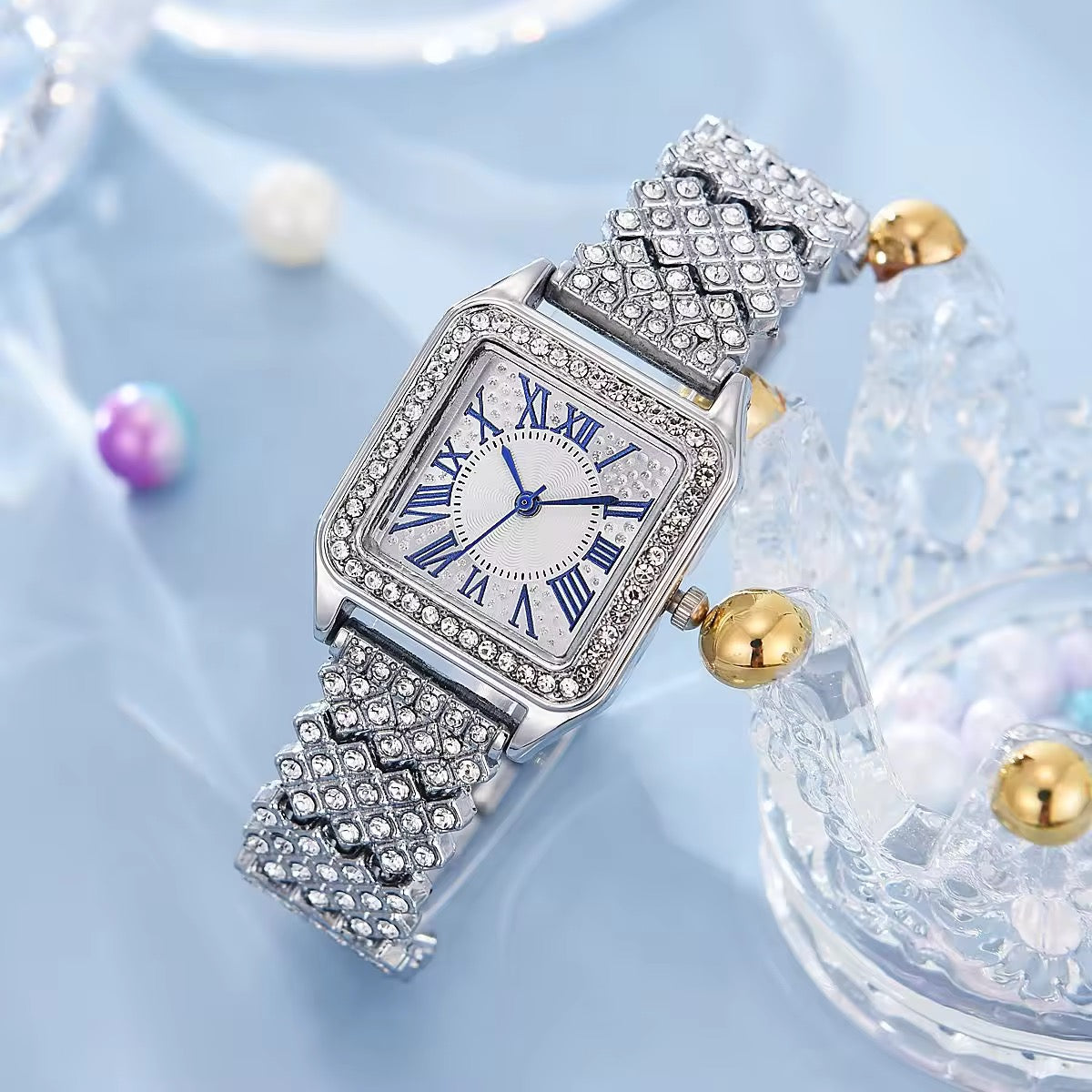 Women’s Silver Diamond-Style Statement Watch