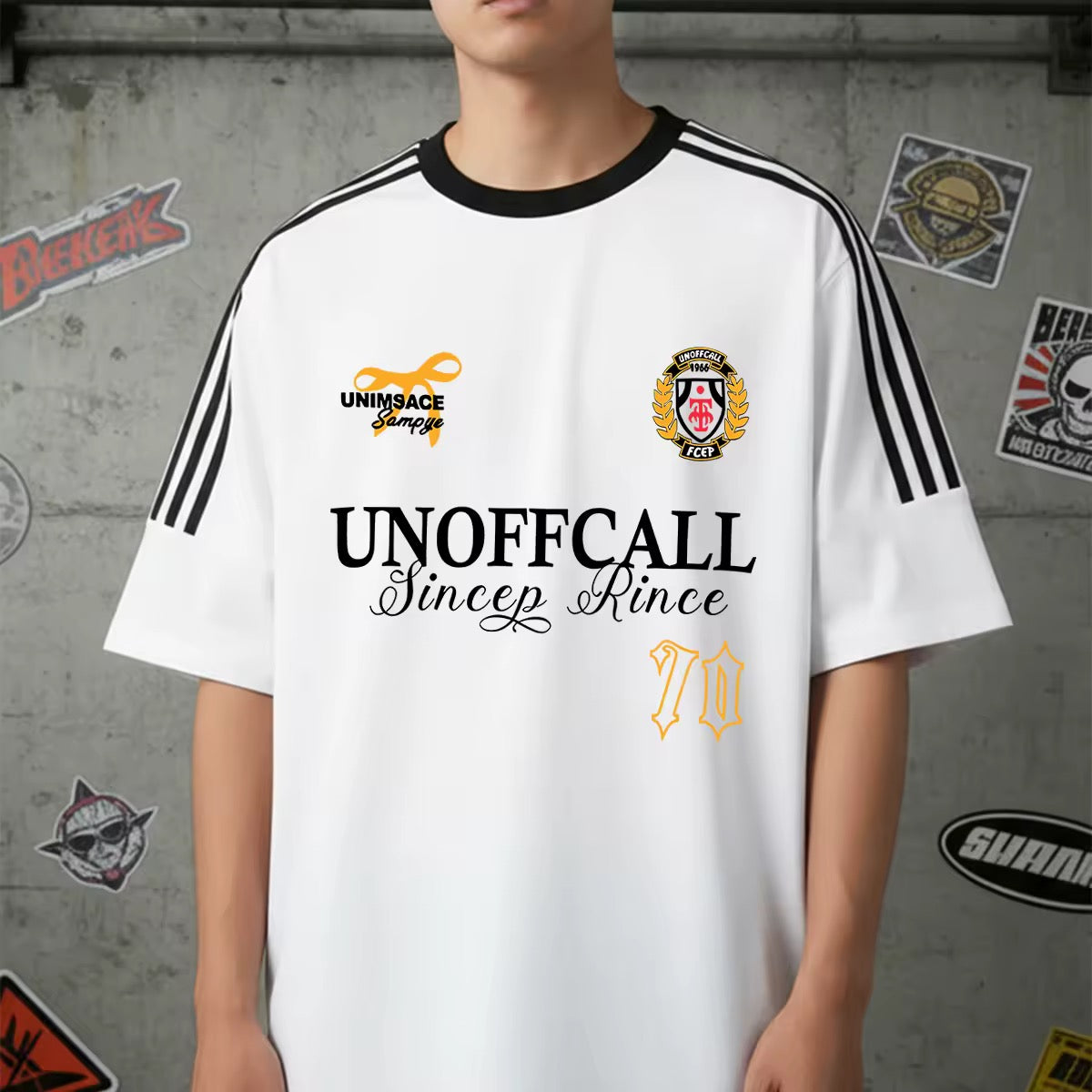 Streetwear Crest Graphic Short Sleeve Tee | Oversized Athletic Jersey Style Shirt