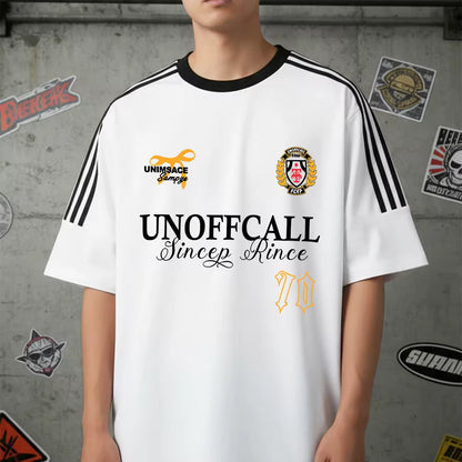 Streetwear Crest Graphic Short Sleeve Tee | Oversized Athletic Jersey Style Shirt
