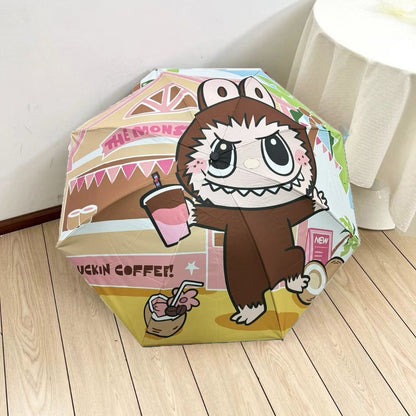 Cartoon Print Folding Umbrella - UV 50+ Compact Travel Sun & Rain Umbrella