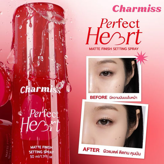 Charmiss Perfect Heart Matte Finish Setting Spray 50ml – Long-Lasting 12-Hour Makeup Fixer, Oil Control & Hydrating Hydro Powder