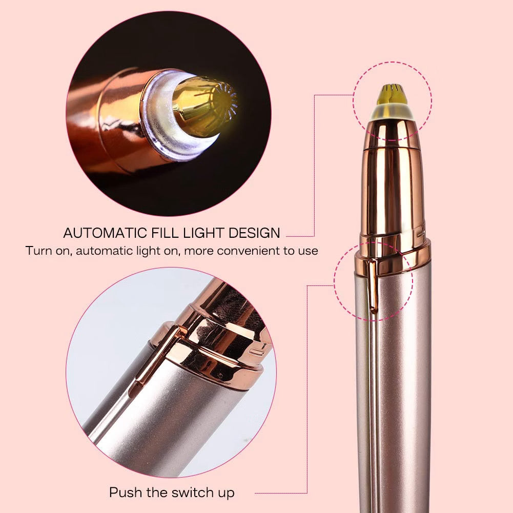 FUJGETSUU Portable Electric Eyebrow Trimmer for Women – Built-In LED Light, Gentle Facial Hair Remover & Waterproof Eyebrow Shaper