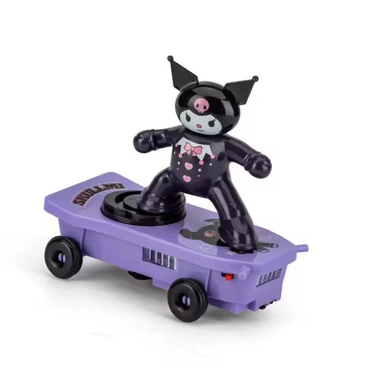 Cute Electric Skateboard Stunt Car Toy with 360° Rotation, LED Lights & Music – Automatic Stand-Up Mini Scooter Toy