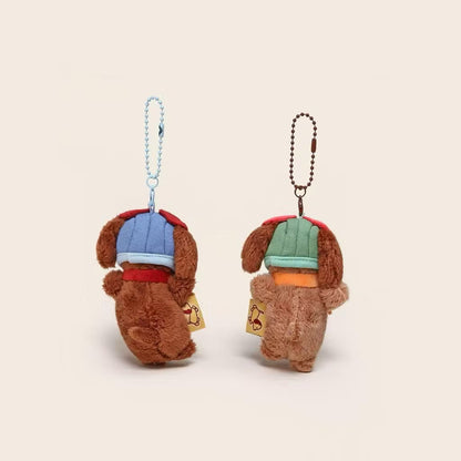 Plush Puppy Pilot Keychain – Cute Stuffed Animal Dog Bag Charm & Kawaii Key Ring Holder for Backpacks