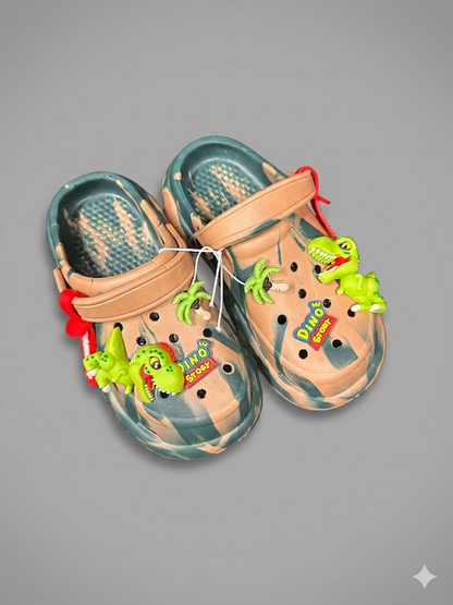 Kids Marble Clogs with Dinosaur Charms