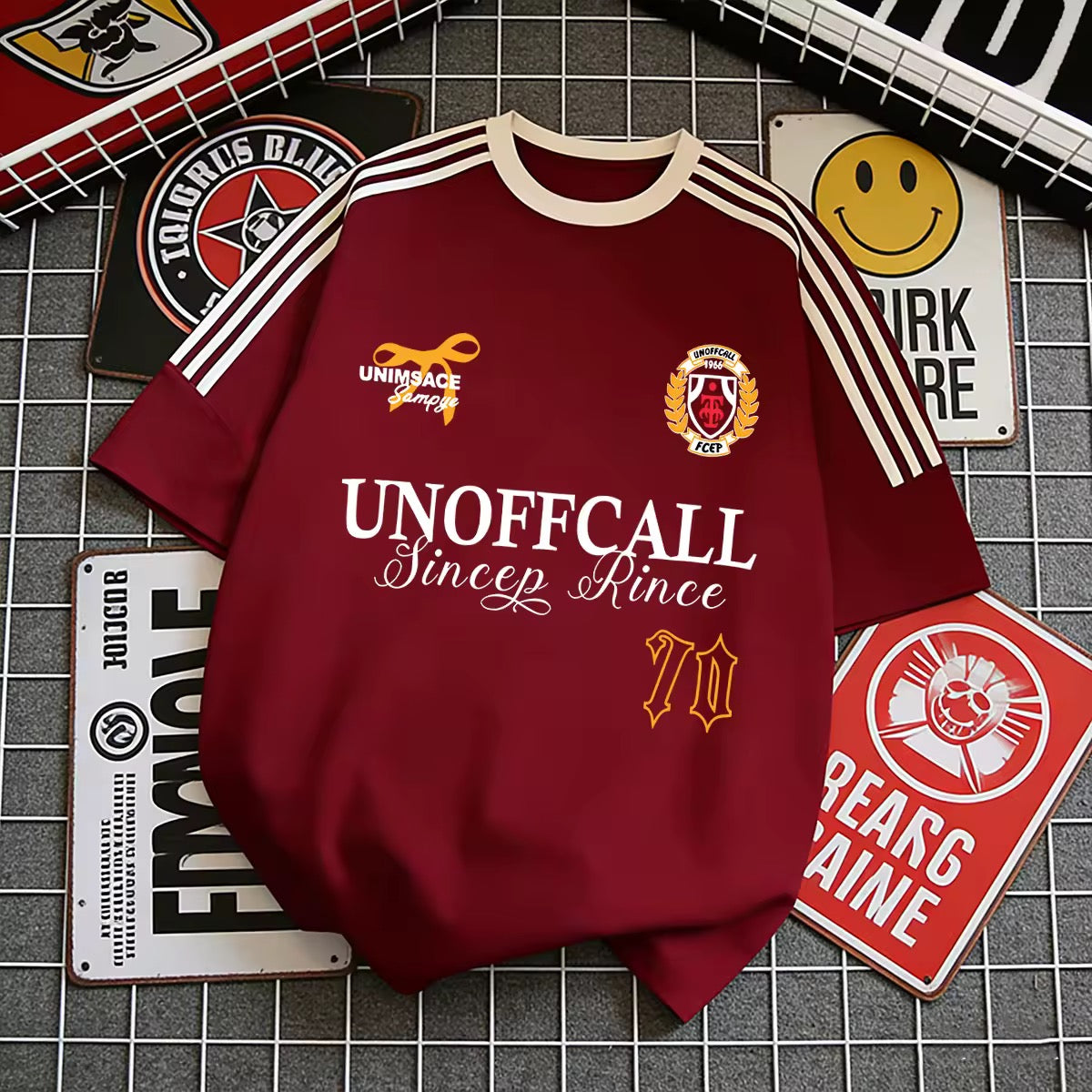 Streetwear Crest Graphic Short Sleeve Tee | Oversized Athletic Jersey Style Shirt