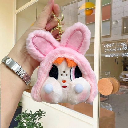 Crybaby Plushie Keychains - Cute Fluffy Cartoon Stuffed Doll Bag Charms & Key Rings