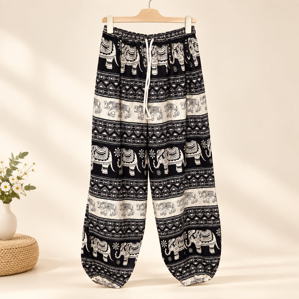 Plus Size Unisex Thai Elephant Harem Pants – Lightweight Bohemian Yoga & Lounge Pants