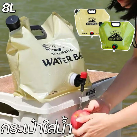 8L Collapsible Water Container Bag with Spigot, Portable Folding Water Storage Carrier for Camping, Hiking, Picnic, Outdoor Activity