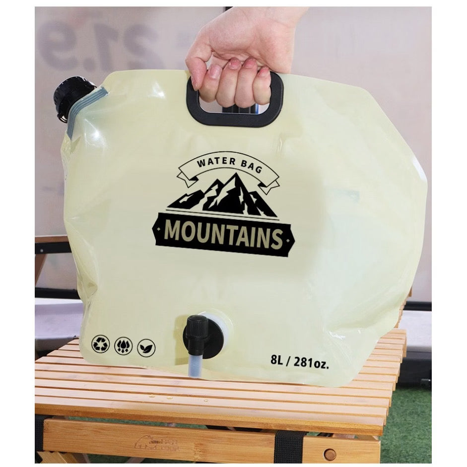 8L Collapsible Water Container Bag with Spigot, Portable Folding Water Storage Carrier for Camping, Hiking, Picnic, Outdoor Activity