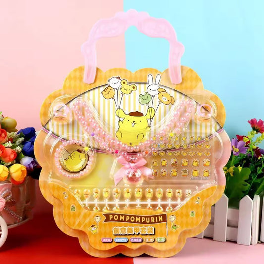 Pompompurin Kids Jewelry & Press-On Nail Beauty Set