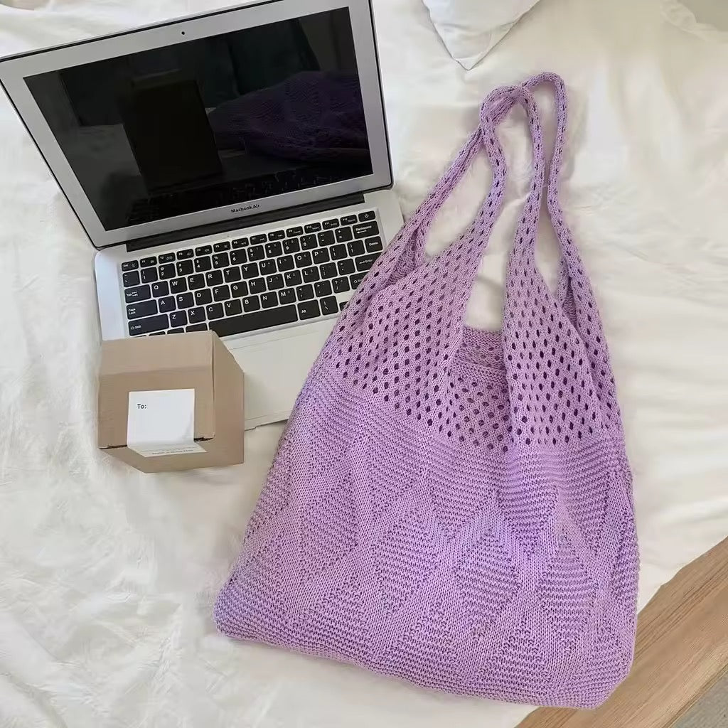 Casual Hollow-Out Knit Shoulder Bag