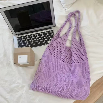 Casual Hollow-Out Knit Shoulder Bag