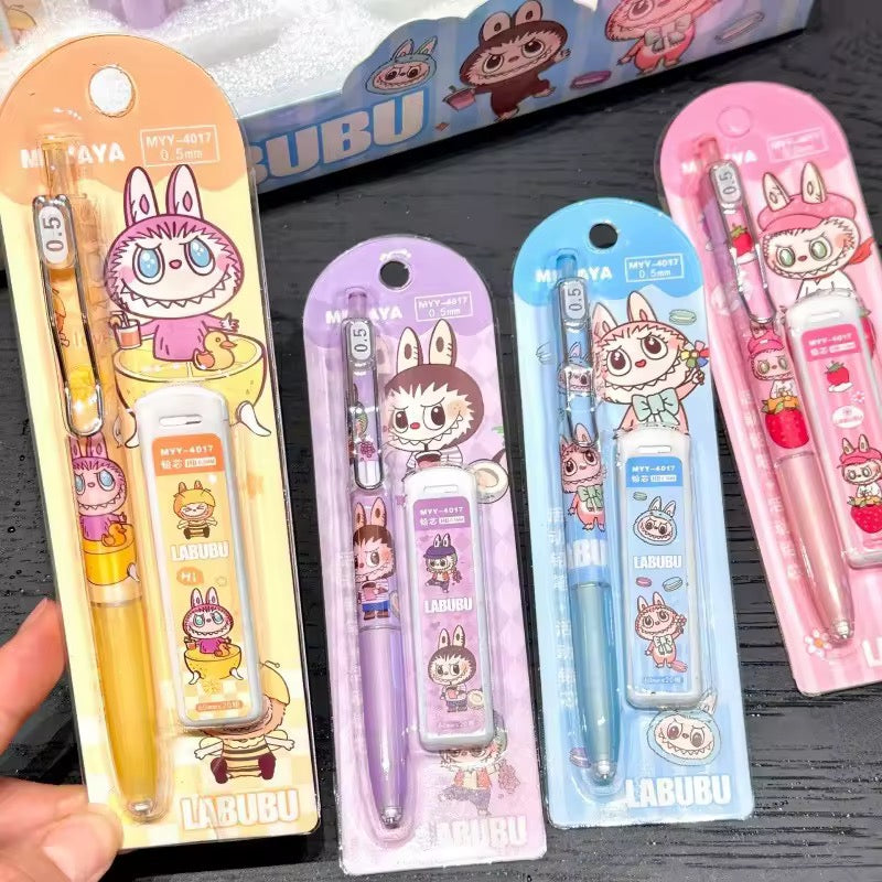 Cute Character 0.5mm Press Mechanical Pencil + HB Pencil Lead Set | Kawaii Gift & Office Stationery