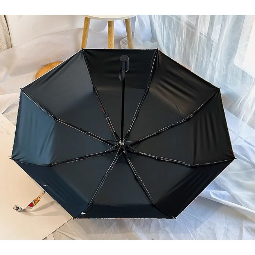 Cartoon Print Folding Umbrella - UV 50+ Compact Travel Sun & Rain Umbrella