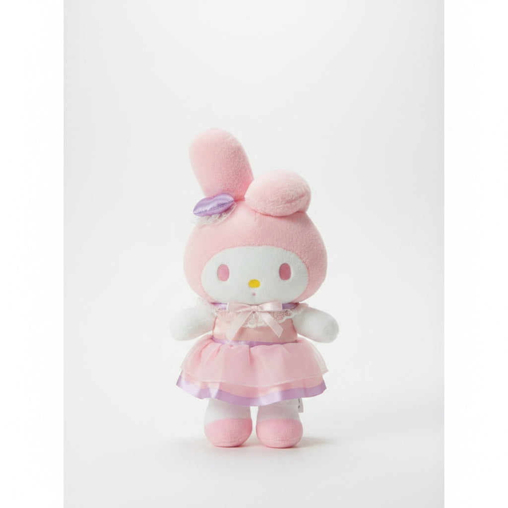 Pastel Pink My Melody Plushie – Lavender Trim Lace Dress Edition