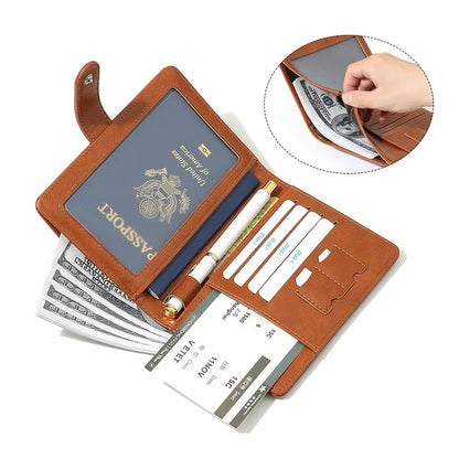 Multi-Functional Leather Passport Holder & Travel Organizer