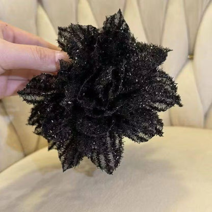 Sparkling Black Floral Hair Clip