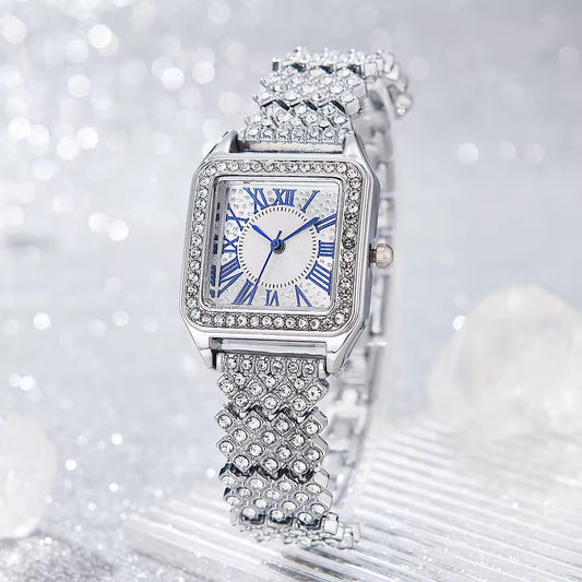 Women’s Silver Diamond-Style Statement Watch