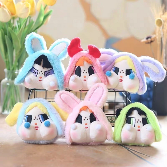 Crybaby Plushie Keychains - Cute Fluffy Cartoon Stuffed Doll Bag Charms & Key Rings