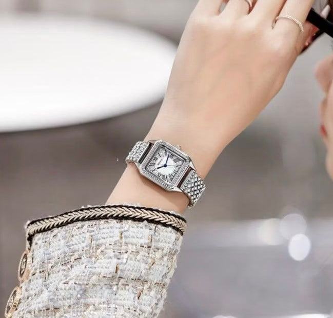 Women’s Silver Diamond-Style Statement Watch