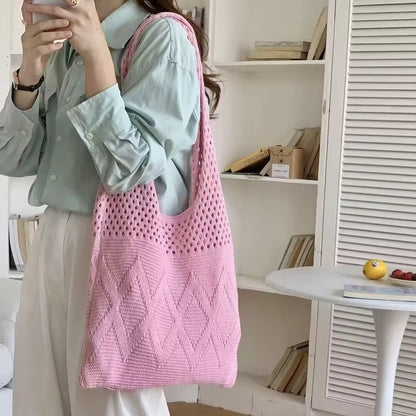 Casual Hollow-Out Knit Shoulder Bag