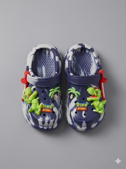 Kids Marble Clogs with Dinosaur Charms