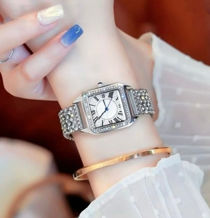 Women’s Silver Diamond-Style Statement Watch