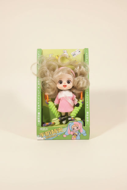 Cute Plush Doll Universal Phone Clip with Lanyard Strap – Kawaii Back-Clip Phone Holder & Crossbody Charm