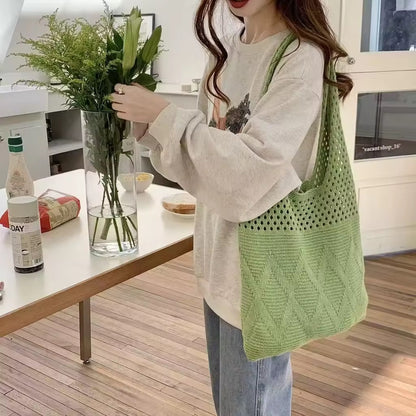 Casual Hollow-Out Knit Shoulder Bag