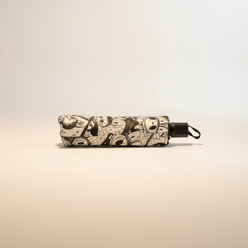 Cartoon Print Folding Umbrella - UV 50+ Compact Travel Sun & Rain Umbrella