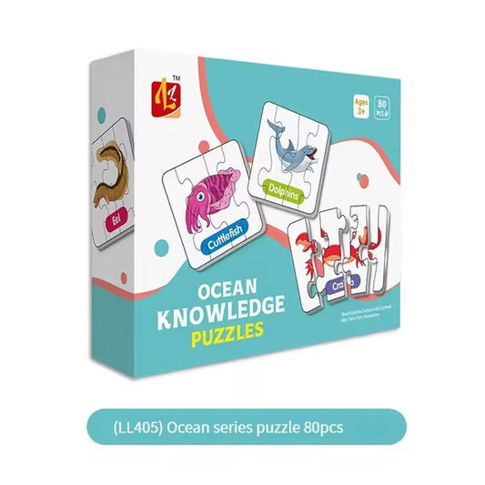 Ocean Knowledge Puzzles – 80-Piece Educational Sea Animal Jigsaw for Kids (Ages 3+)