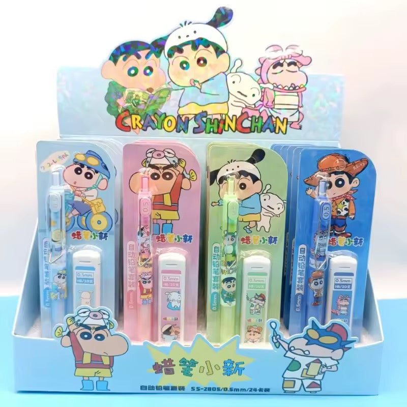 Cute Character 0.5mm Press Mechanical Pencil + HB Pencil Lead Set | Kawaii Gift & Office Stationery